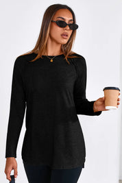 Cicy Bell Womens Black Long Sleeve Tunic Tops