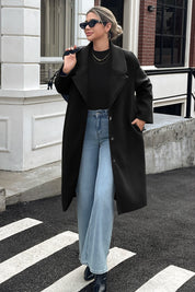 Cicy Bell Womens Black Wool Blend Trench Coat