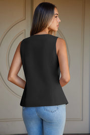 Cicy Bell Womens Black V Neck Vest Tops