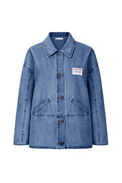 Cicy Bell Womens Blue Oversized Denim Jackets