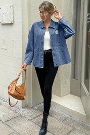 Cicy Bell Womens Blue Oversized Denim Jackets