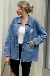 Cicy Bell Womens Blue Oversized Denim Jackets