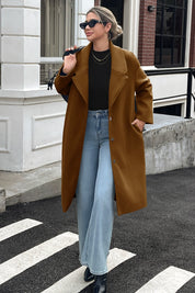 Cicy Bell Womens Brown Wool Blend Trench Coat