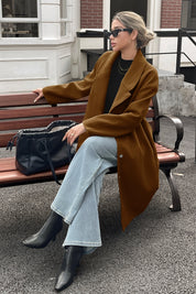 Cicy Bell Womens Brown Wool Blend Trench Coat