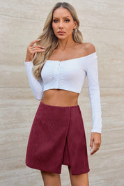 Cicy Bell Womens Burgundy Corduroy Mini Skirt