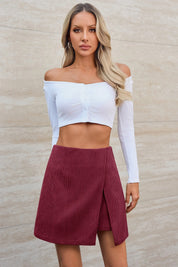 Cicy Bell Womens Burgundy Corduroy Mini Skirt