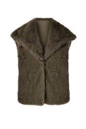 Cicy Bell Womens Coffee Faux Fur Vest