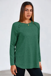 Cicy Bell Womens Dark Green Long Sleeve Tunic Tops