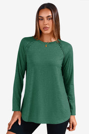 Cicy Bell Womens Dark Green Long Sleeve Tunic Tops