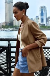 Cicy Bell Womens Dark Khaki Business Casual Blazer