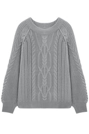 Cicy Bell Womens Gray Cable Sweaters
