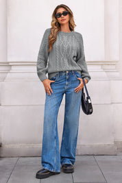 Cicy Bell Womens Gray Cable Sweaters