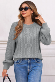 Cicy Bell Womens Gray Cable Sweaters