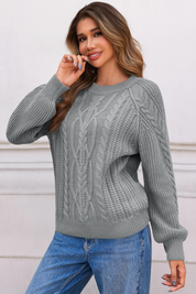 Cicy Bell Womens Gray Cable Sweaters