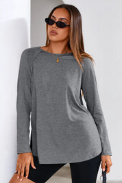 Cicy Bell Womens Grey Long Sleeve Tunic Tops