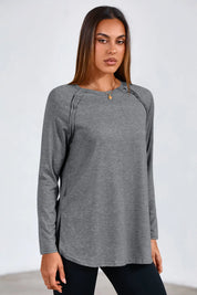 Cicy Bell Womens Grey Long Sleeve Tunic Tops
