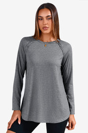 Cicy Bell Womens Grey Long Sleeve Tunic Tops