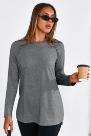 Cicy Bell Womens Grey Long Sleeve Tunic Tops