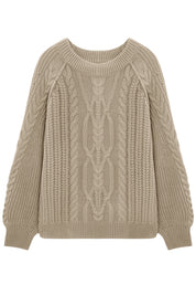 Cicy Bell Womens Khaki Cable Sweaters