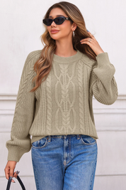 Cicy Bell Womens Khaki Cable Sweaters