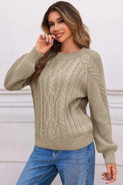 Cicy Bell Womens Khaki Cable Sweaters
