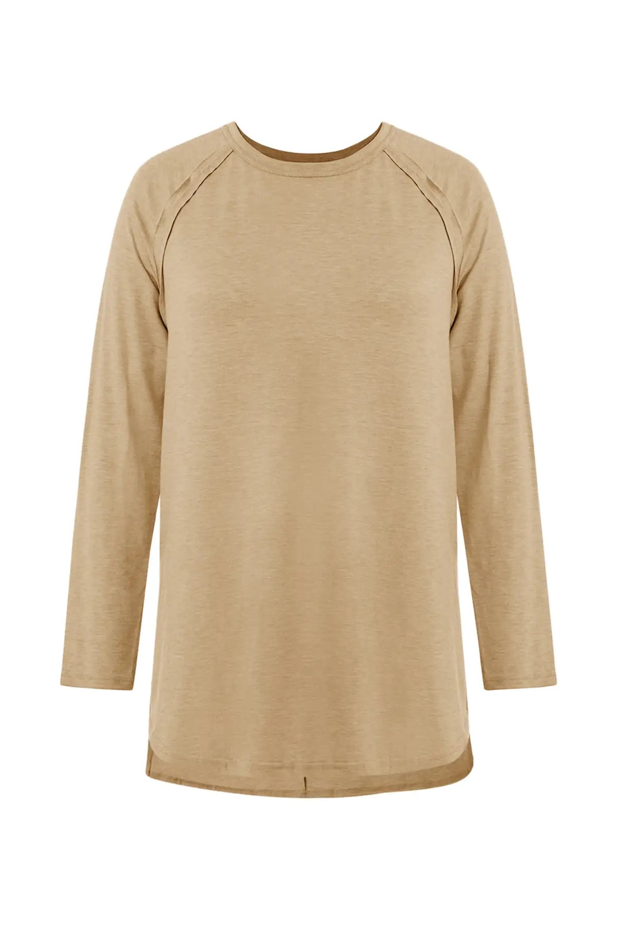 Cicy Bell Womens Khaki Long Sleeve Tunic Tops