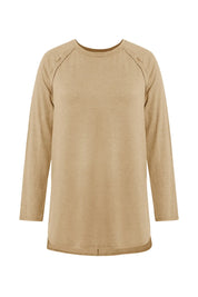 Cicy Bell Womens Khaki Long Sleeve Tunic Tops
