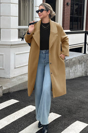 Cicy Bell Womens Khaki Wool Blend Trench Coat