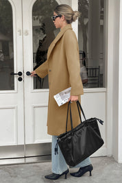 Cicy Bell Womens Khaki Wool Blend Trench Coat