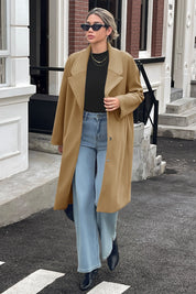 Cicy Bell Womens Khaki Wool Blend Trench Coat