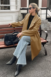 Cicy Bell Womens Khaki Wool Blend Trench Coat