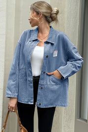 Cicy Bell Womens Light Blue Oversized Denim Jackets