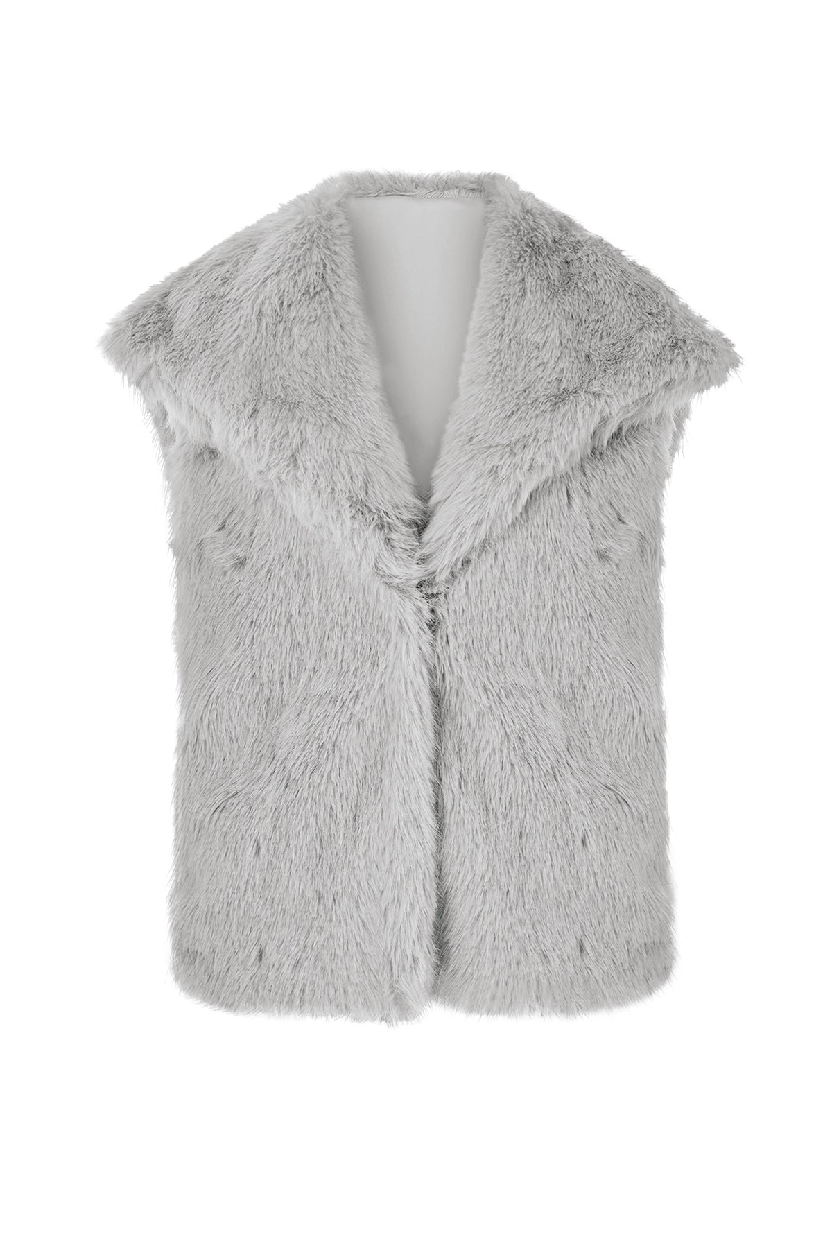 Cicy Bell Womens Light Grey Faux Fur Vest