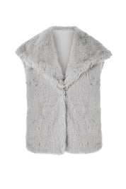 Cicy Bell Womens Light Grey Faux Fur Vest