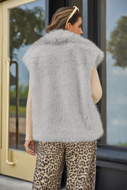 Cicy Bell Womens Light Grey Faux Fur Vest
