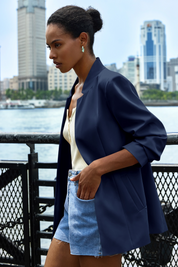 Cicy Bell Womens Navy Business Casual Blazer