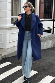 Cicy Bell Womens Navy Wool Blend Trench Coat