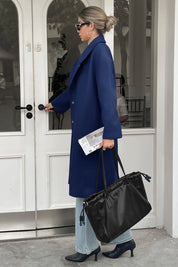 Cicy Bell Womens Navy Wool Blend Trench Coat