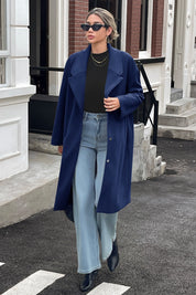 Cicy Bell Womens Navy Wool Blend Trench Coat