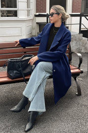 Cicy Bell Womens Navy Wool Blend Trench Coat