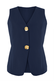Cicy Bell Womens Navy V Neck Vest Tops