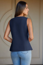 Cicy Bell Womens Navy V Neck Vest Tops