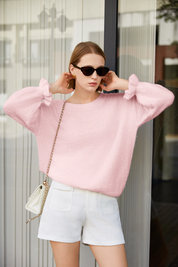 Cicy Bell Womens Pink Ruffle Sweaters
