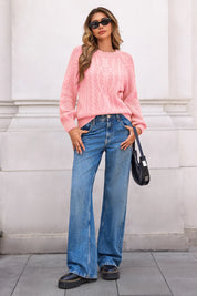 Cicy Bell Womens Pink Cable Sweaters