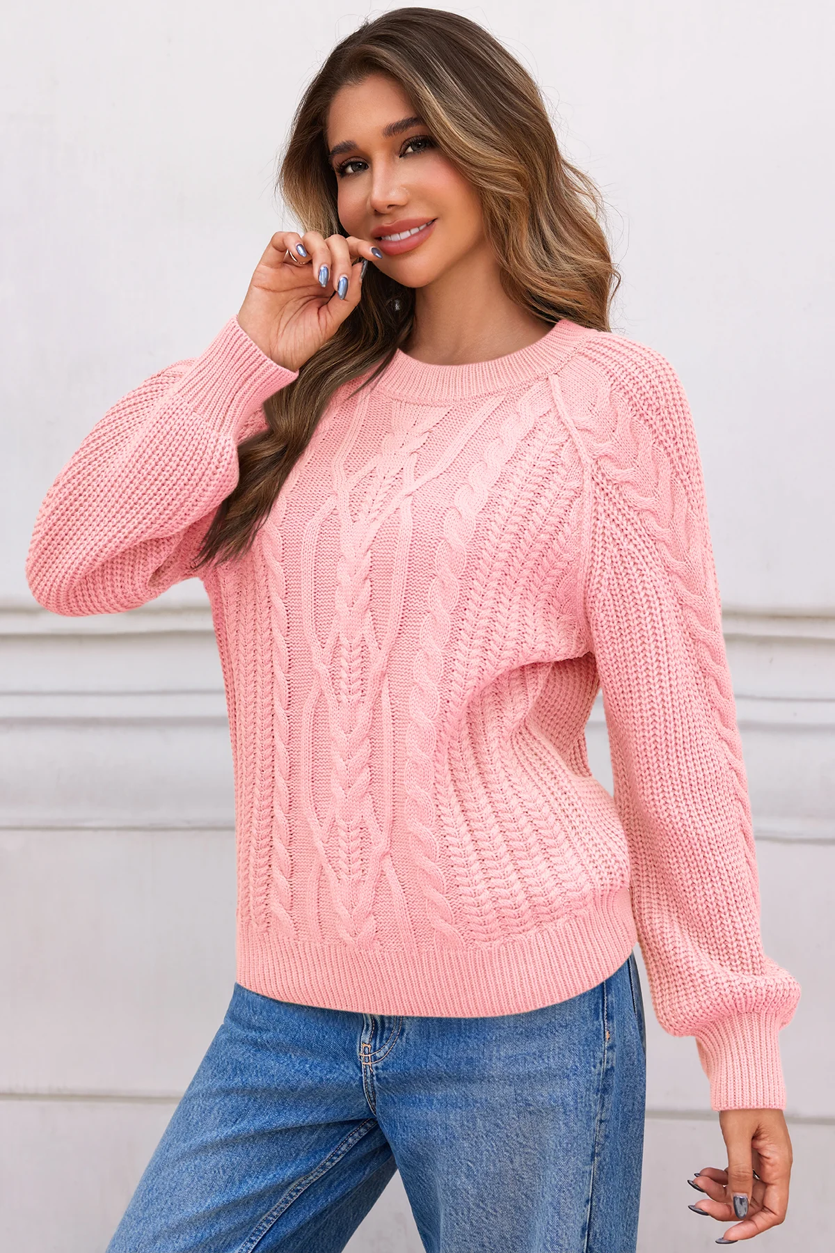 Cicy Bell Womens Pink Cable Sweaters