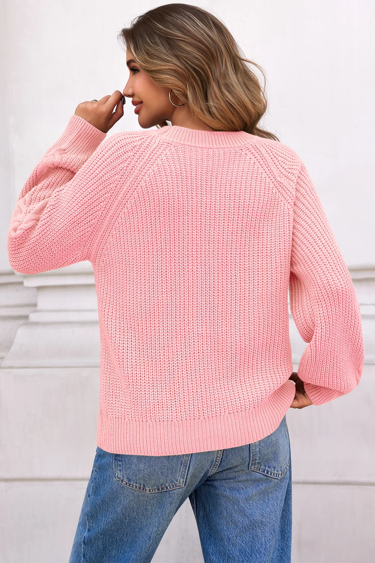 Cicy Bell Womens Pink Cable Sweaters