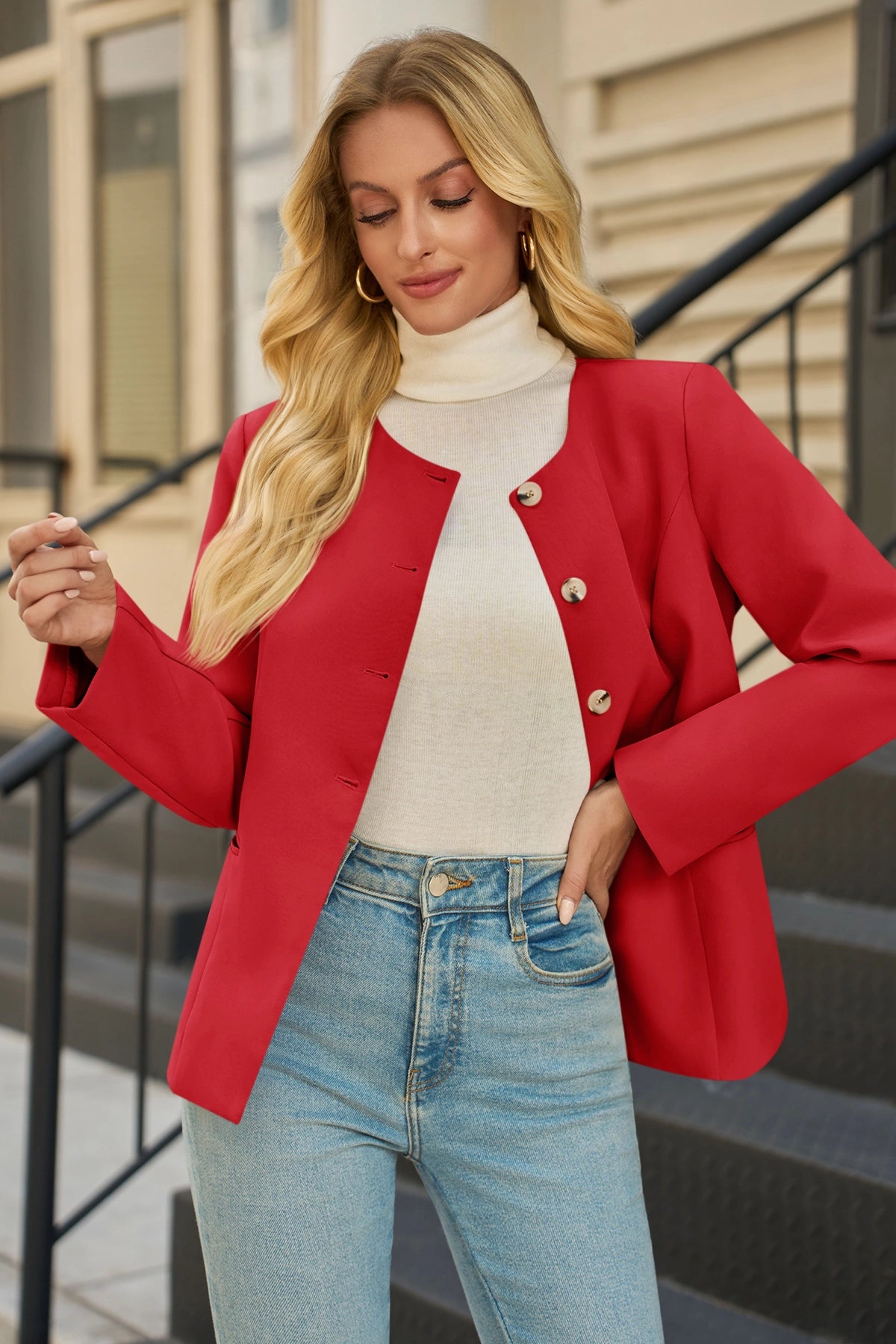 Cicy Bell Womens Red Business Blazers