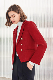 Cicy Bell Womens Red Tweed Blazer