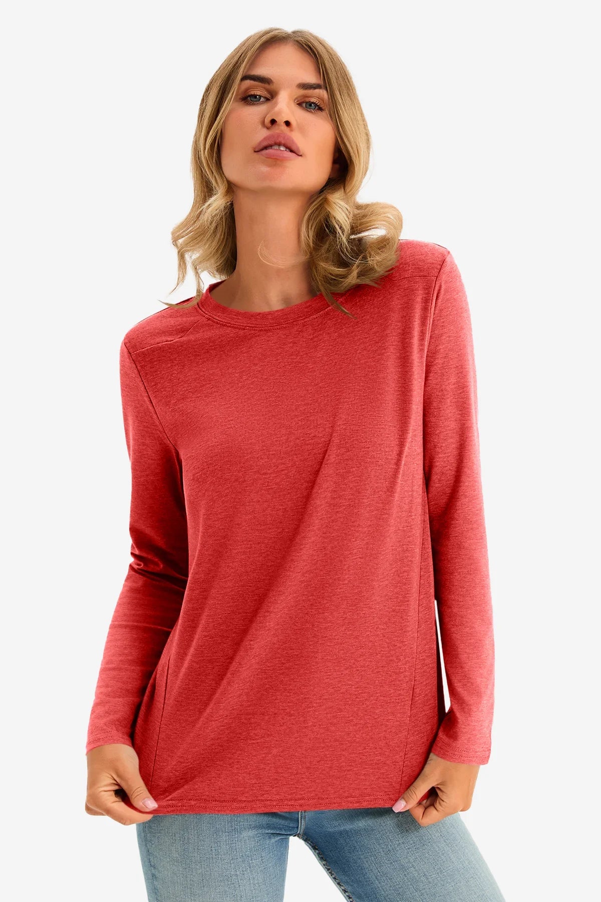 Cicy Bell Womens Red Long Sleeve Shirts