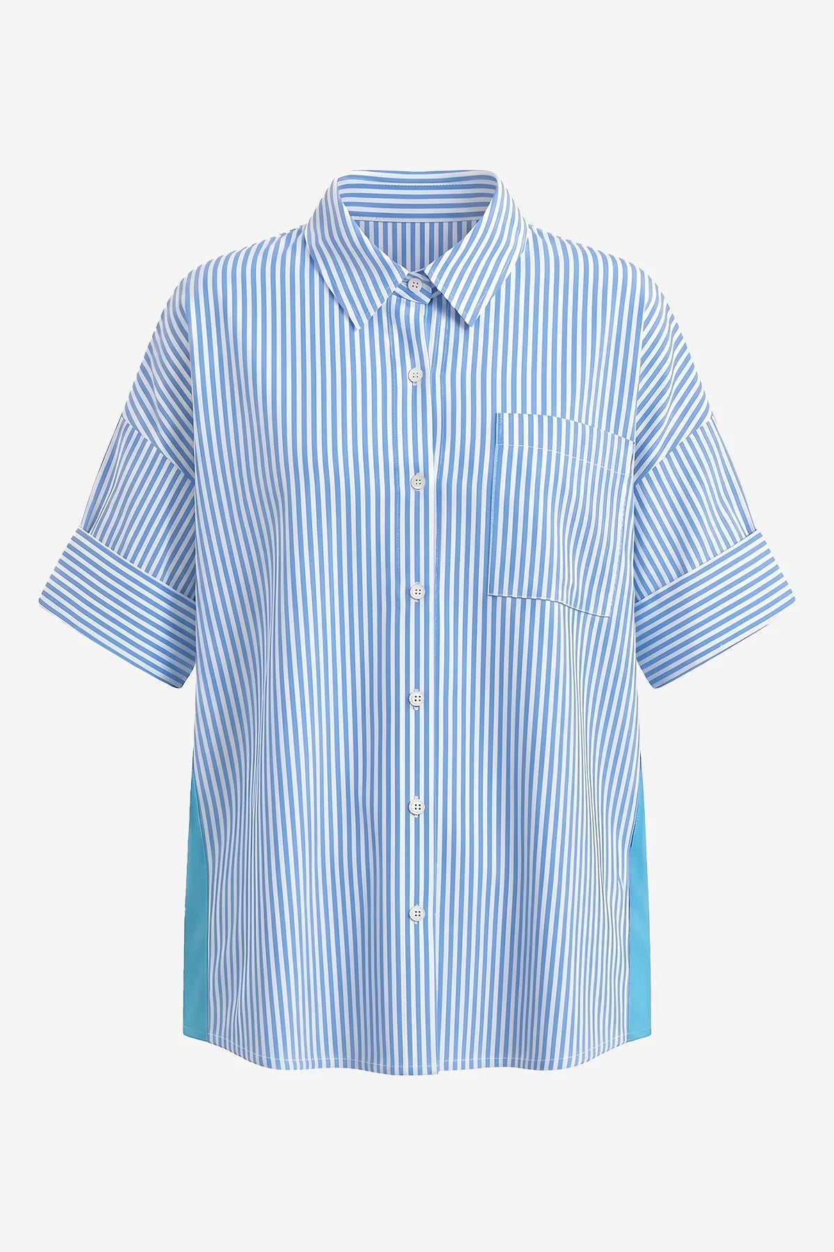Womens Striped Blue Button Down Shirts
